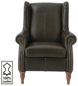 Heart of House - Argyll Studded - Leather Chair - Chocolate